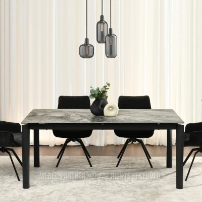 Ausziehbarer Esstisch 180(240)x95 WAHI - grauer Marmor / schwarz