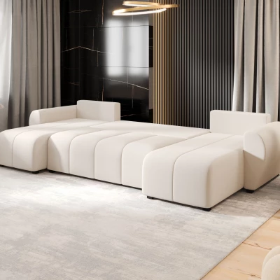 U-förmiges Schlafsofa LUKAVA - hellbeige