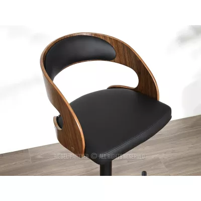 Verstellbarer Barhocker ZUWENA – Schwarz/Walnuss