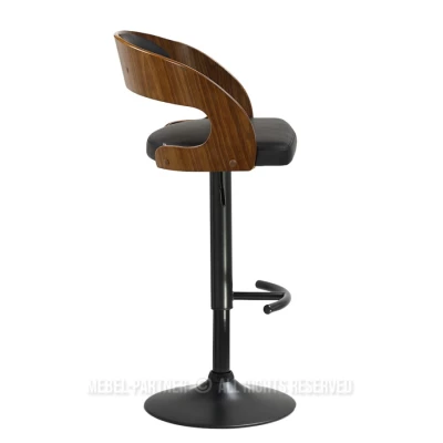Verstellbarer Barhocker ZUWENA – Schwarz/Walnuss