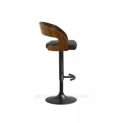 Verstellbarer Barhocker ZUWENA – Schwarz/Walnuss