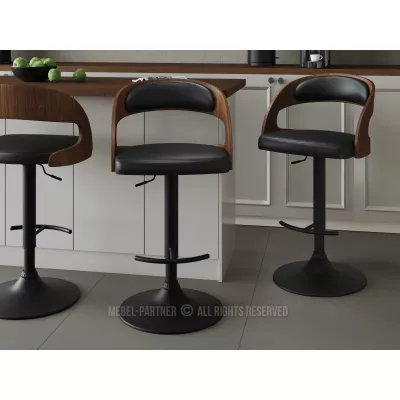 Verstellbarer Barhocker ZUWENA – Schwarz/Walnuss