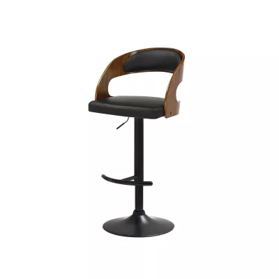 Verstellbarer Barhocker ZUWENA – Schwarz/Walnuss