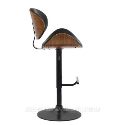 Drehbarer Barhocker MYRTEL – Schwarz/Walnuss