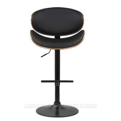Drehbarer Barhocker MYRTEL – Schwarz/Walnuss