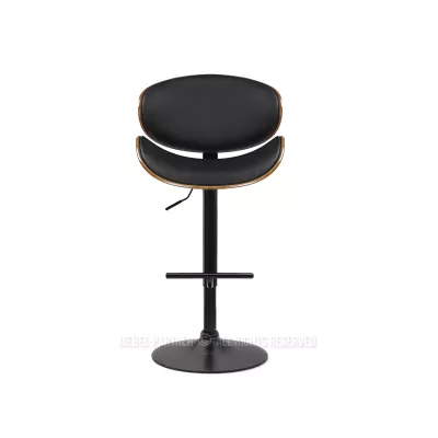 Drehbarer Barhocker MYRTEL – Schwarz/Walnuss