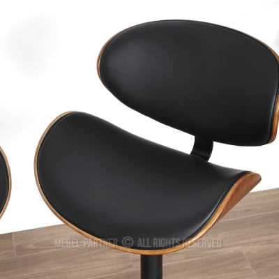Drehbarer Barhocker MYRTEL – Schwarz/Walnuss
