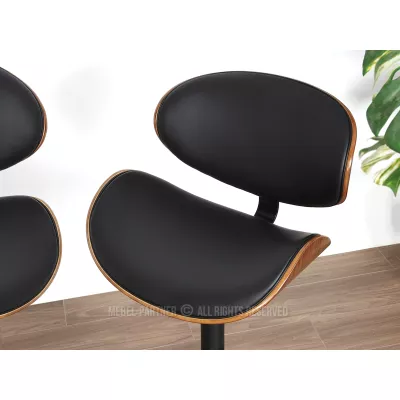 Drehbarer Barhocker MYRTEL – Schwarz/Walnuss