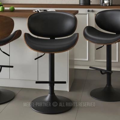 Drehbarer Barhocker MYRTEL – Schwarz/Walnuss