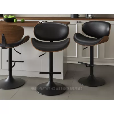 Drehbarer Barhocker MYRTEL – Schwarz/Walnuss