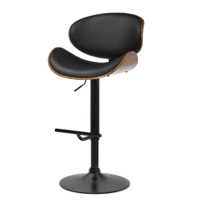 Drehbarer Barhocker MYRTEL – Schwarz/Walnuss