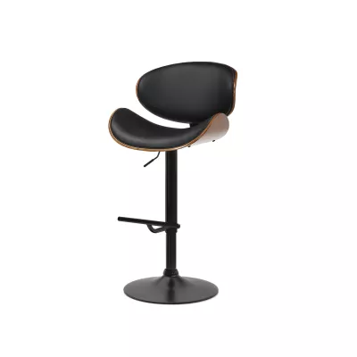 Drehbarer Barhocker MYRTEL – Schwarz/Walnuss