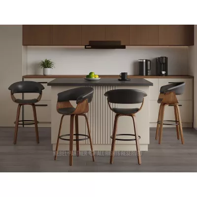 Barhocker MAITE - Walnuss / Schwarz