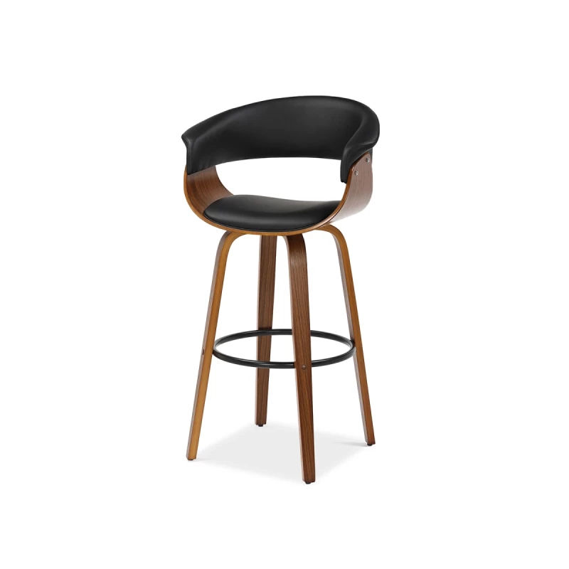 Barhocker MAITE - Walnuss / Schwarz