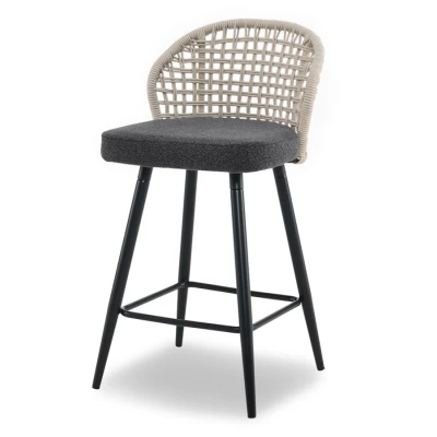 SILVANA Barhocker – Beige/Graphit/Schwarz