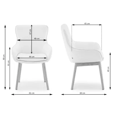 Eleganter Esszimmerstuhl ELISABETH – Creme/Eiche