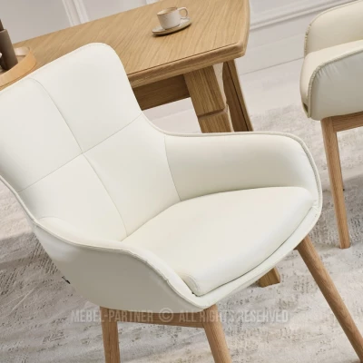 Eleganter Esszimmerstuhl ELISABETH – Creme/Eiche