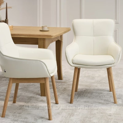 Eleganter Esszimmerstuhl ELISABETH – Creme/Eiche