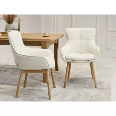 Eleganter Esszimmerstuhl ELISABETH – Creme/Eiche