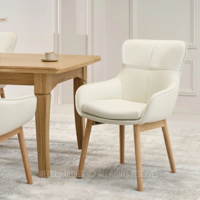 Eleganter Esszimmerstuhl ELISABETH – Creme/Eiche