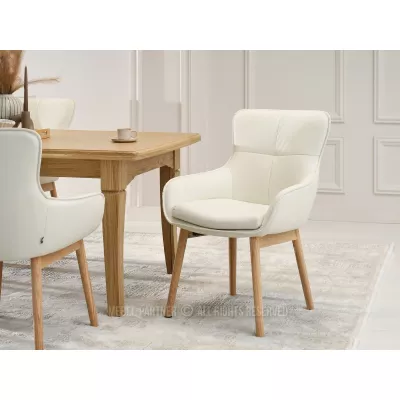 Eleganter Esszimmerstuhl ELISABETH – Creme/Eiche