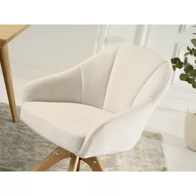 PAYALA drehbarer Esszimmerstuhl – Creme / Eiche