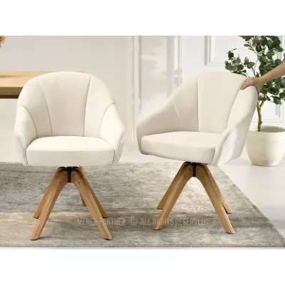 PAYALA drehbarer Esszimmerstuhl – Creme / Eiche