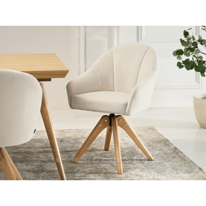 PAYALA drehbarer Esszimmerstuhl – Creme / Eiche