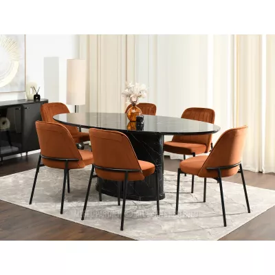 EVELIN Polsterstuhl für Esszimmer - schwarz/kupfer
