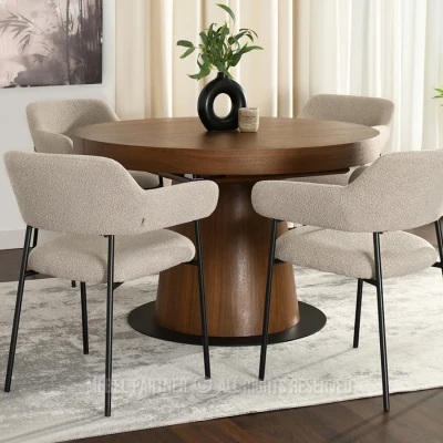 Gepolsterter Esszimmerstuhl PATRICE - beige/schwarz