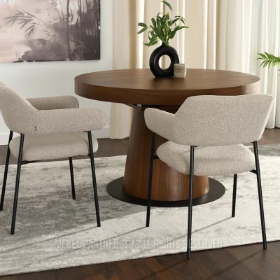 Gepolsterter Esszimmerstuhl PATRICE - beige/schwarz