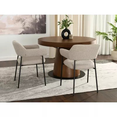 Gepolsterter Esszimmerstuhl PATRICE - beige/schwarz