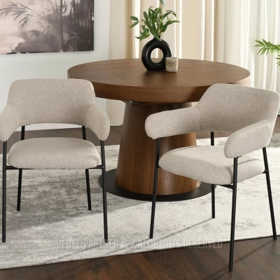 Gepolsterter Esszimmerstuhl PATRICE - beige/schwarz