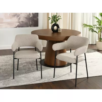 Gepolsterter Esszimmerstuhl PATRICE - beige/schwarz