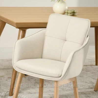 Eleganter Esszimmerstuhl VIVIENNE – Beige/Eiche