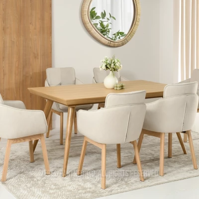 Eleganter Esszimmerstuhl VIVIENNE – Beige/Eiche