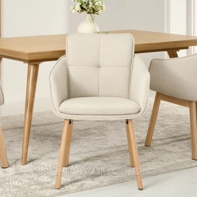 Eleganter Esszimmerstuhl VIVIENNE – Beige/Eiche