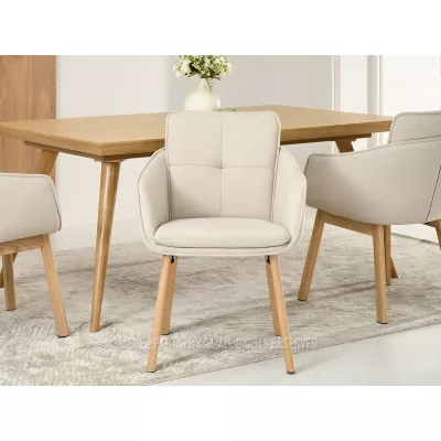 Eleganter Esszimmerstuhl VIVIENNE – Beige/Eiche