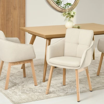 Eleganter Esszimmerstuhl VIVIENNE – Beige/Eiche