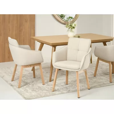 Eleganter Esszimmerstuhl VIVIENNE – Beige/Eiche