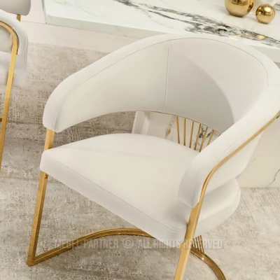 Designer-Esszimmerstuhl PAULINA – Creme/Gold