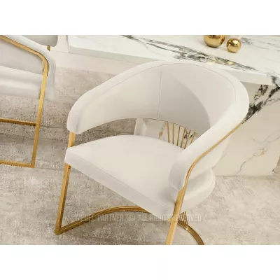 Designer-Esszimmerstuhl PAULINA – Creme/Gold