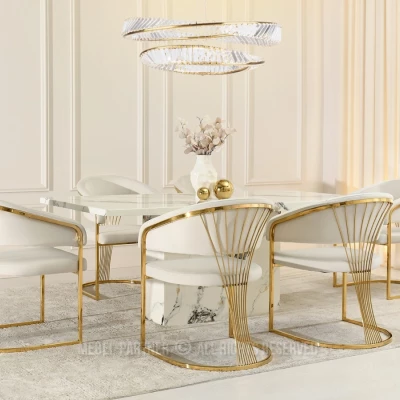 Designer-Esszimmerstuhl PAULINA – Creme/Gold