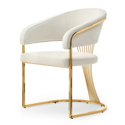 Designer-Esszimmerstuhl PAULINA – Creme/Gold