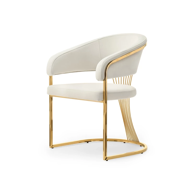 Designer-Esszimmerstuhl PAULINA – Creme/Gold