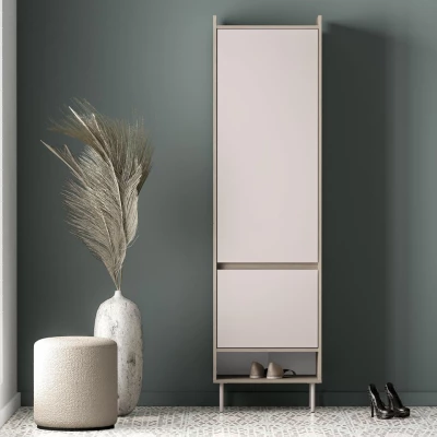 Schmaler Flurschrank RENATE - Eiche Cremona / Kaschmir