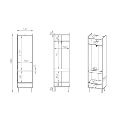 Schmaler Flurschrank RENATE - Eiche Cremona / Kaschmir