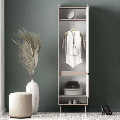 Schmaler Flurschrank RENATE - Eiche Cremona / Kaschmir