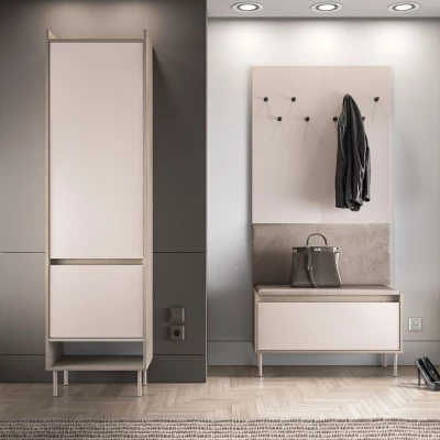 Schmaler Flurschrank RENATE - Eiche Cremona / Kaschmir