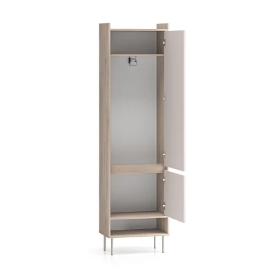 Schmaler Flurschrank RENATE - Eiche Cremona / Kaschmir